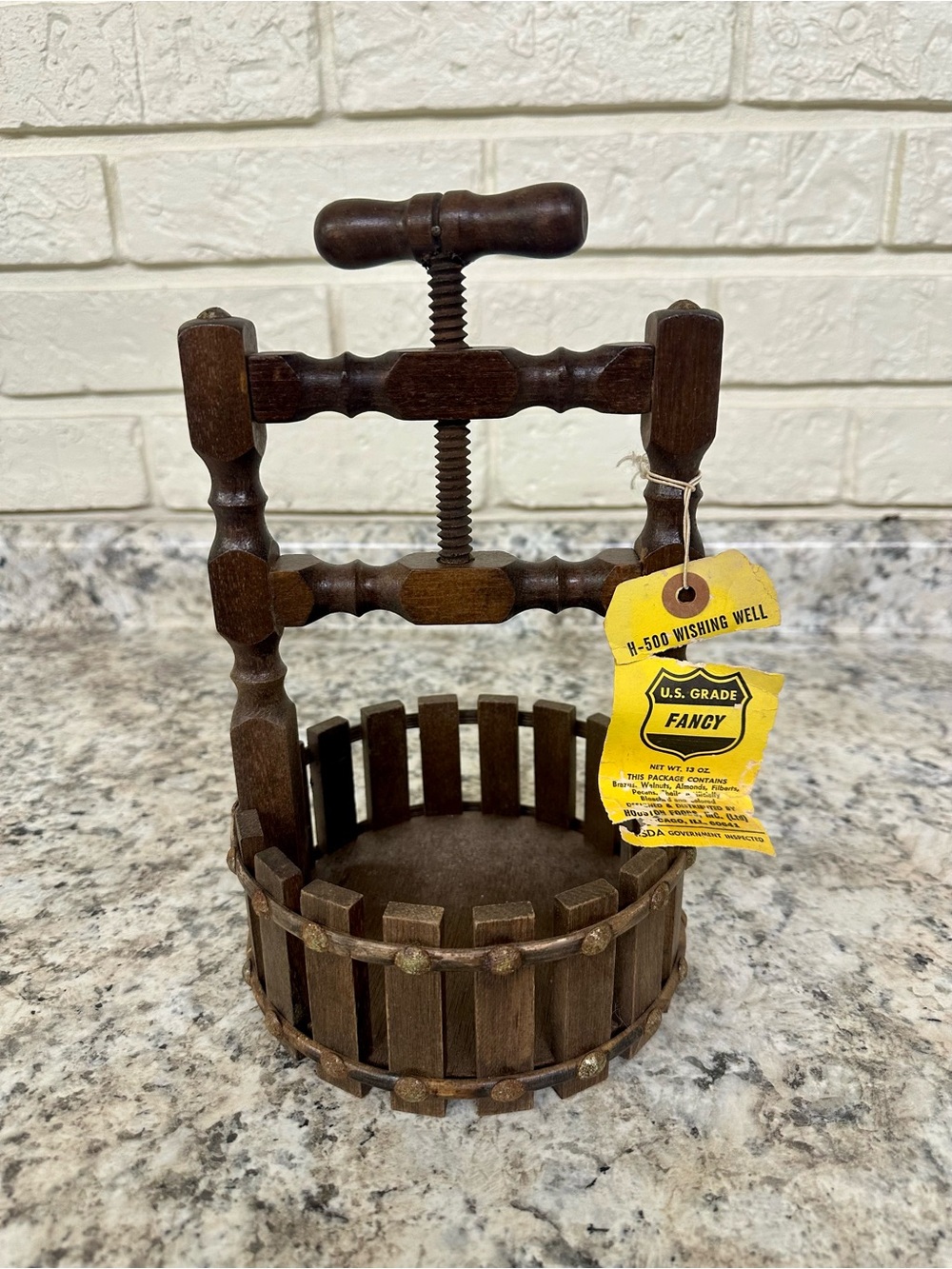 U.S. Grade Brown Wooden Wishing Well Nutcracker